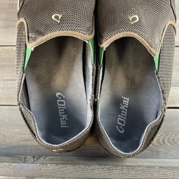 OluKai Nohea Mesh Slip On Shoes Mustang & Lime Peel Sz 9 - Picture 6 of 10